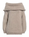 Snobby Sheep Woman Turtleneck Taupe Size 4 Wool, Silk, Cashmere In Grey