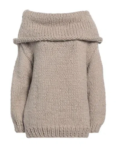 Snobby Sheep Woman Turtleneck Taupe Size 4 Wool, Silk, Cashmere In Grey