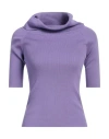 Snobby Sheep Woman Turtleneck Mauve Size 8 Cotton, Silk In Purple