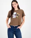Snoopy Juniors' Halloween Graphic-print Tee In Brown