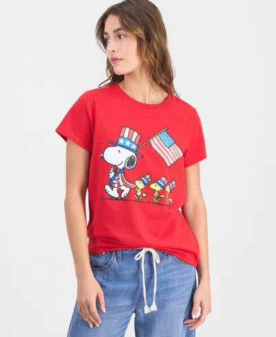 Snoopy Juniors'  4th Of July Graphic Print T-shirt In Red
