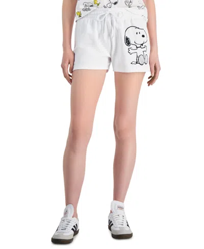 Snoopy Juniors' -graphic Low-rise Shorts In White