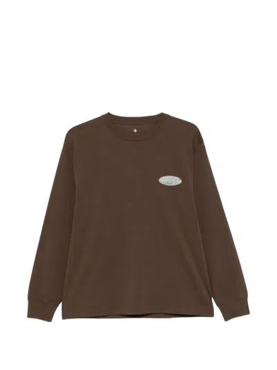 Snow Peak Graphic-print Long-sleeve T-shirt In Brown