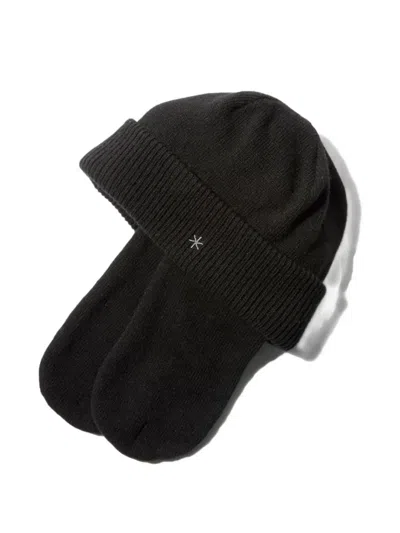 Snow Peak Knit Flight Beanie In Black