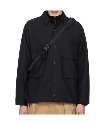 Snow Peak Lapel Long Sleeve Shirt In Black