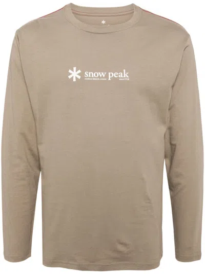 Snow Peak Logo Cotton T-shirt In Brown