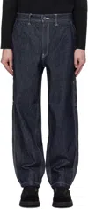 Snow Peak Navy Recycled Cotton Wide Jeans In Indigo