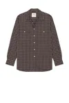 Snow Peak Organic Cotton Ombre Check Shirt In Brown