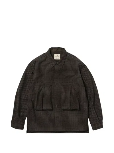 Snow Peak Reflective Grid-pattern Shirt In Black