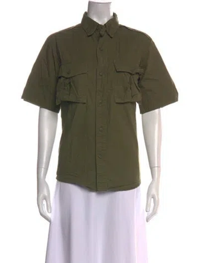 Pre-owned Snow Peak Short Sleeve Button-up Top In Green