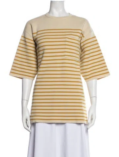 Pre-owned Snow Peak Striped Crew Neck Sweater In Neutrals