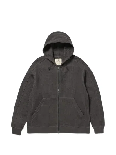 Snow Peak Waffle-knit Zip-up Hoodie In Gray