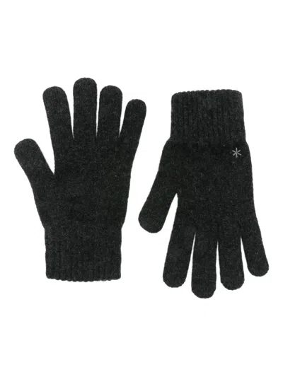 Snow Peak "washable" Wool Knit Gloves In Gray