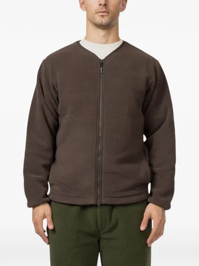Snow Peak Water-repellent Fleece Cardigan In Brown