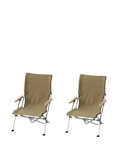 Snow Peak Wood-arm Folding Chair In Brown