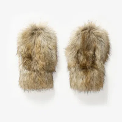 Sns Faux Fur Mittens In Brown