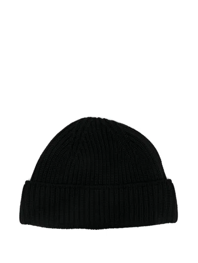 S.n.s Herning Fender Ribbed Virgin Wool Beanie In Black