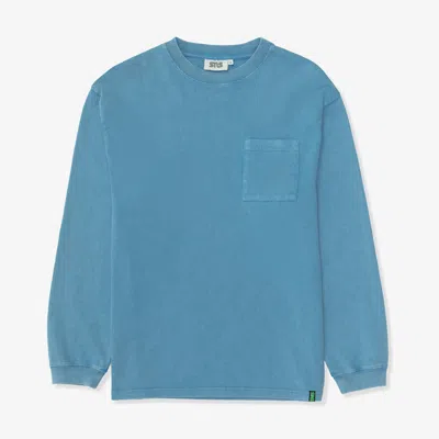 Sns Washed Long Sleeve Pocket Tee In Blue