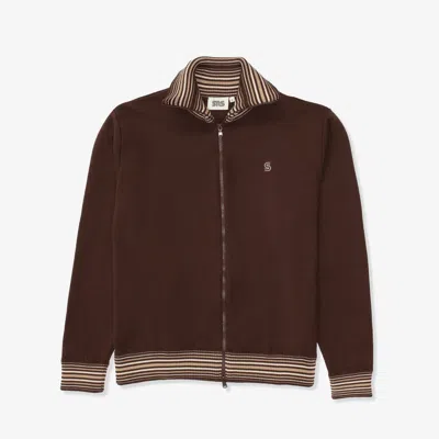 Sns Zipped Knitted Track Jacket In Brown