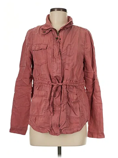 Pre-owned So 3/4 Sleeve Button Down Shirt In Burgundy