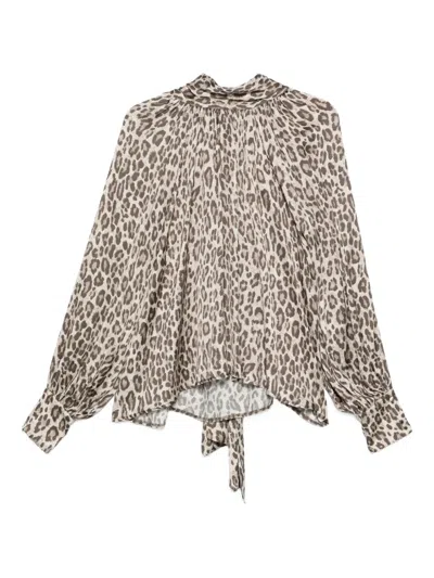 So Allure Animal-print Blouse In Brown