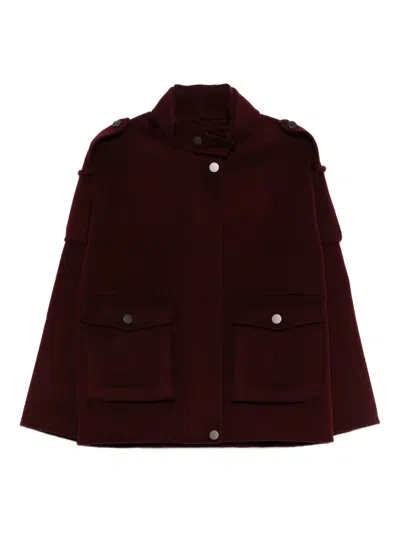 So Allure Button-fastening Coat In Burgundy