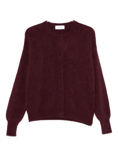 So Allure Buttoned Wool Cardigan In Red