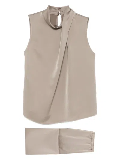 So Allure Draped High-neck Top In Neutral