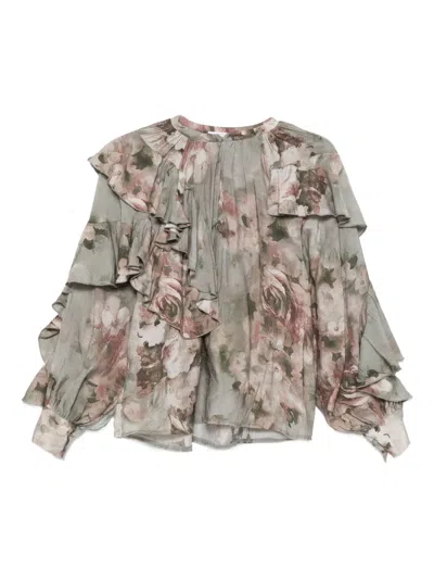 So Allure Floral-print Ruffled Blouse In Multi
