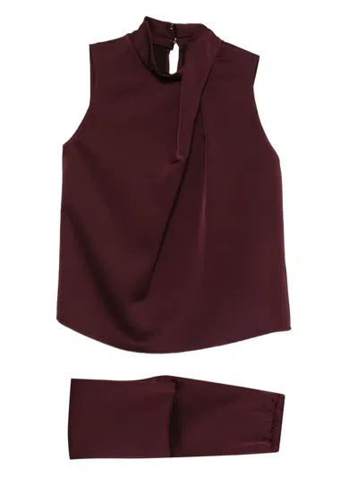 So Allure Red Blouse And Trousers Set In Burgundy