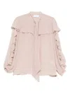 So Allure Ruffled Blouse In Pink