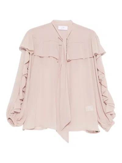 So Allure Ruffled Blouse In Pink