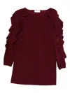 So Allure Ruffled Dress In Burgundy