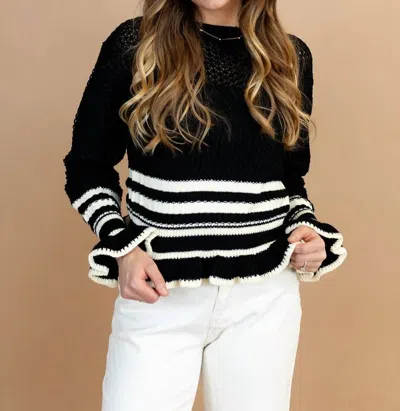 So Me Avana Knit Sweater In Black/ivory