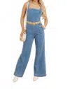 So Me Brittany Washed Jumpsuit In Denim In Multi