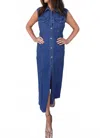 So Me Button-front Maxi Dress In Denim In Multi