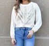 So Me Cable Sweater Front Sweatshirt In Cream In White