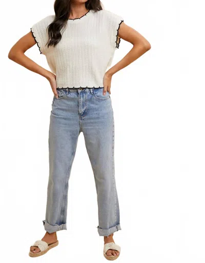 So Me Cap Sleeve Lightweight Sweater In Ivory
