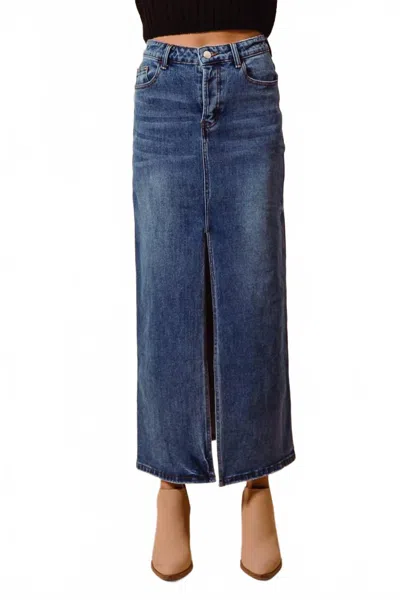 So Me Carol Anne Skirt In Dark Denim In Blue