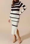 So Me Christina Sweater Stripe Midi Dress In Black & White