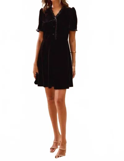 So Me Christmas Holiday Ruffled Mini Dress In Velvet Red In Black