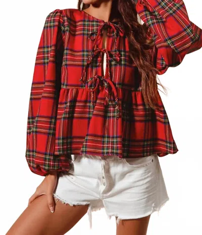 So Me Christmas Plaid Top In Red