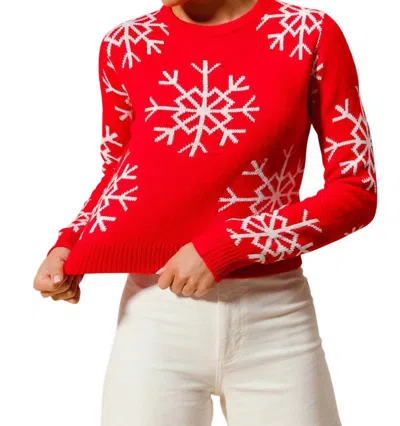 So Me Christmas Snowflake Knitted Sweater In Red/ivory In Multi