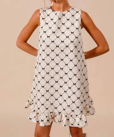 So Me Clutching My Pearls Bow Dress In White/black