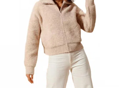 So Me Collared Knit Fluffy Sweater Jacket In Oatmeal