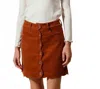 So Me Corduroy Connie Scalloped Corduroy Front Button Skirt In Rust In Brown