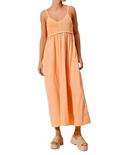 So Me Crochet Contrast Sun Dress In Peach In Orange