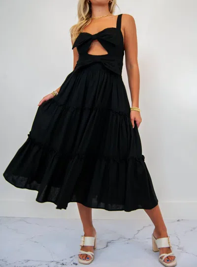 So Me Cut Out Bow Tiered Dress In Black