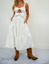 So Me Cut Out Bow Tiered Dress In White In White