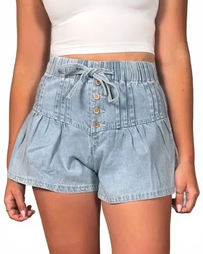 So Me Flare Denim Shorts In Blue
